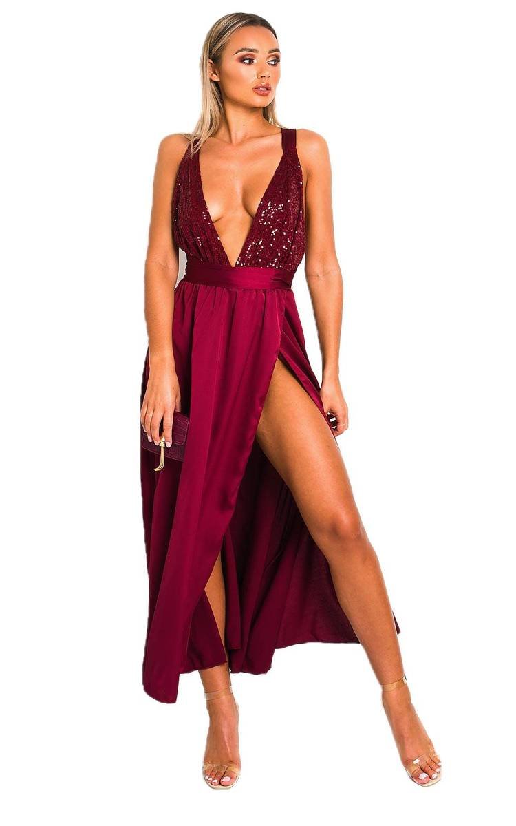 Backless Sequin Midi Party Evening Dress